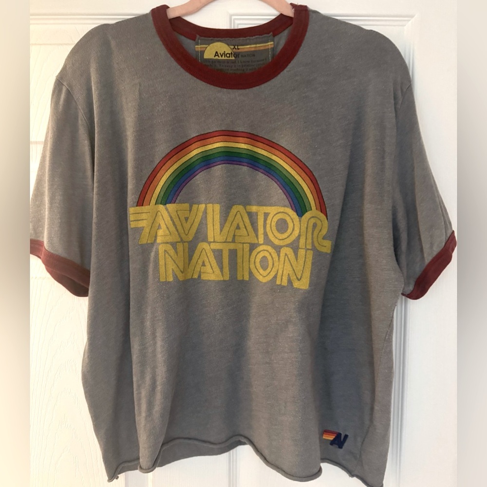 RARE AVIATOR NATION RINGER T-SHIRT